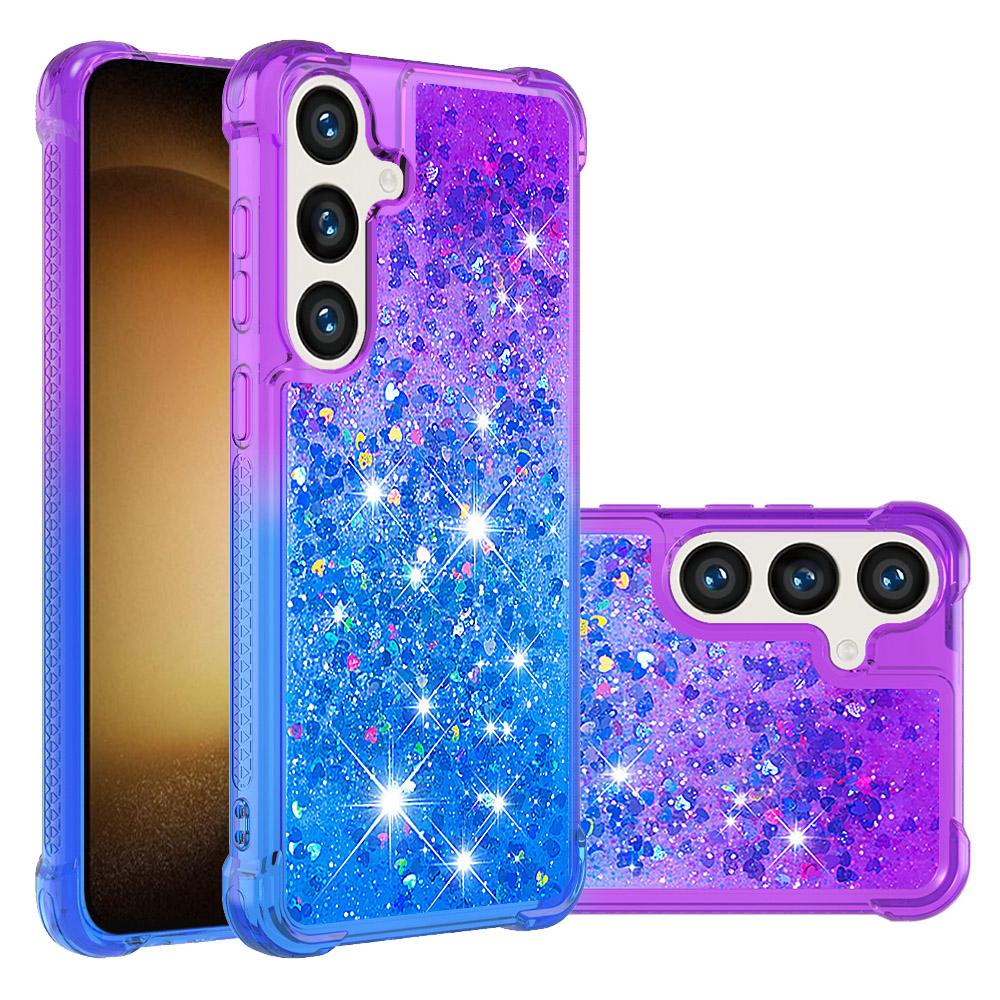 

For Samsung Galaxy S24+/Galaxy S25+ TPU Case Gradient Quicksand Phone Back Cover Purple+Sky Blue