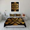 Golden Floral Decorative Three-Piece Soft Comfortable Duvet Cover Bedding Set Included 1*Duvet Cover & 2*Pillowcases, Gift