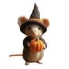 Halloween Felt Mouse Accessories Handmade Animals Statue with Pumpkin Decoration Table Shelf Desk Ornament