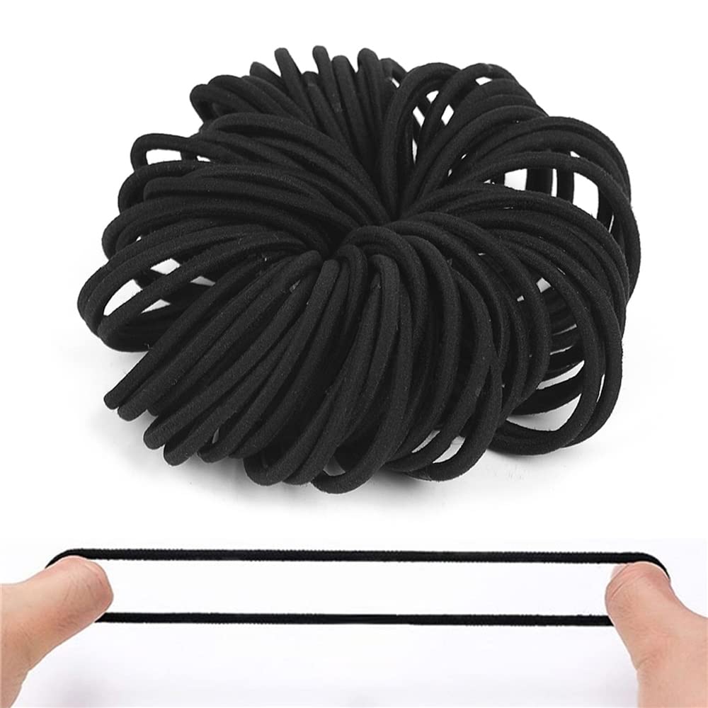 Audiophile Hair Ties, Ring Elastics, Simple Elastic Bands, Discreet and Tangle-Free, Perfect for Hair Arranging, Office, Travel, Approx. 4mm, Black,