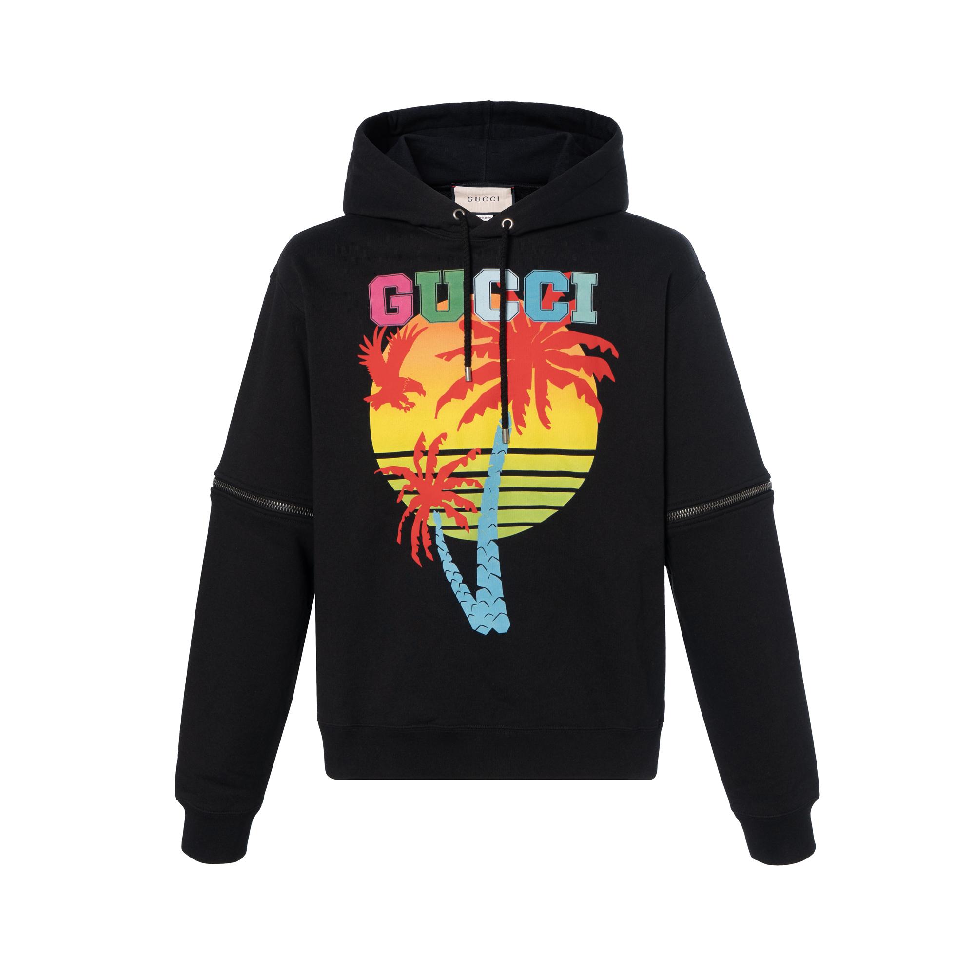 GUCCI Removable-sleeve GUCCI Sunset-print Hoodie 700117-XJEOT-1082