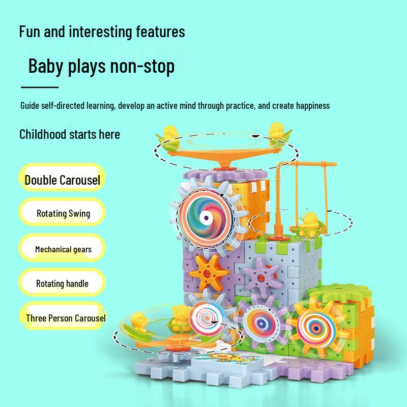 Cross-Border Electric Science & Education DIY Mechanical Gear Building Blocks Toy Set for Kids