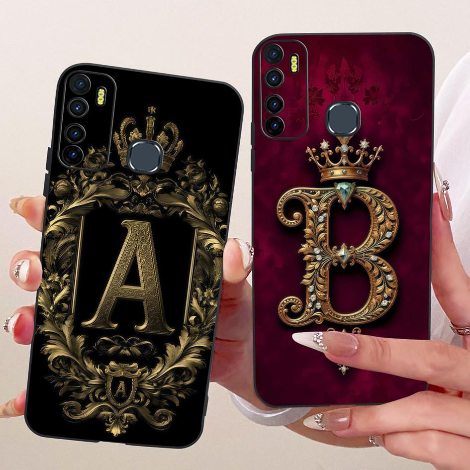 For Infinix Hot 9 Pro Case Hot 9 Play Back Cover Luxury Crown Letters Soft Silicone TPU Phone Case For Infinix Note 7 Lite Shell