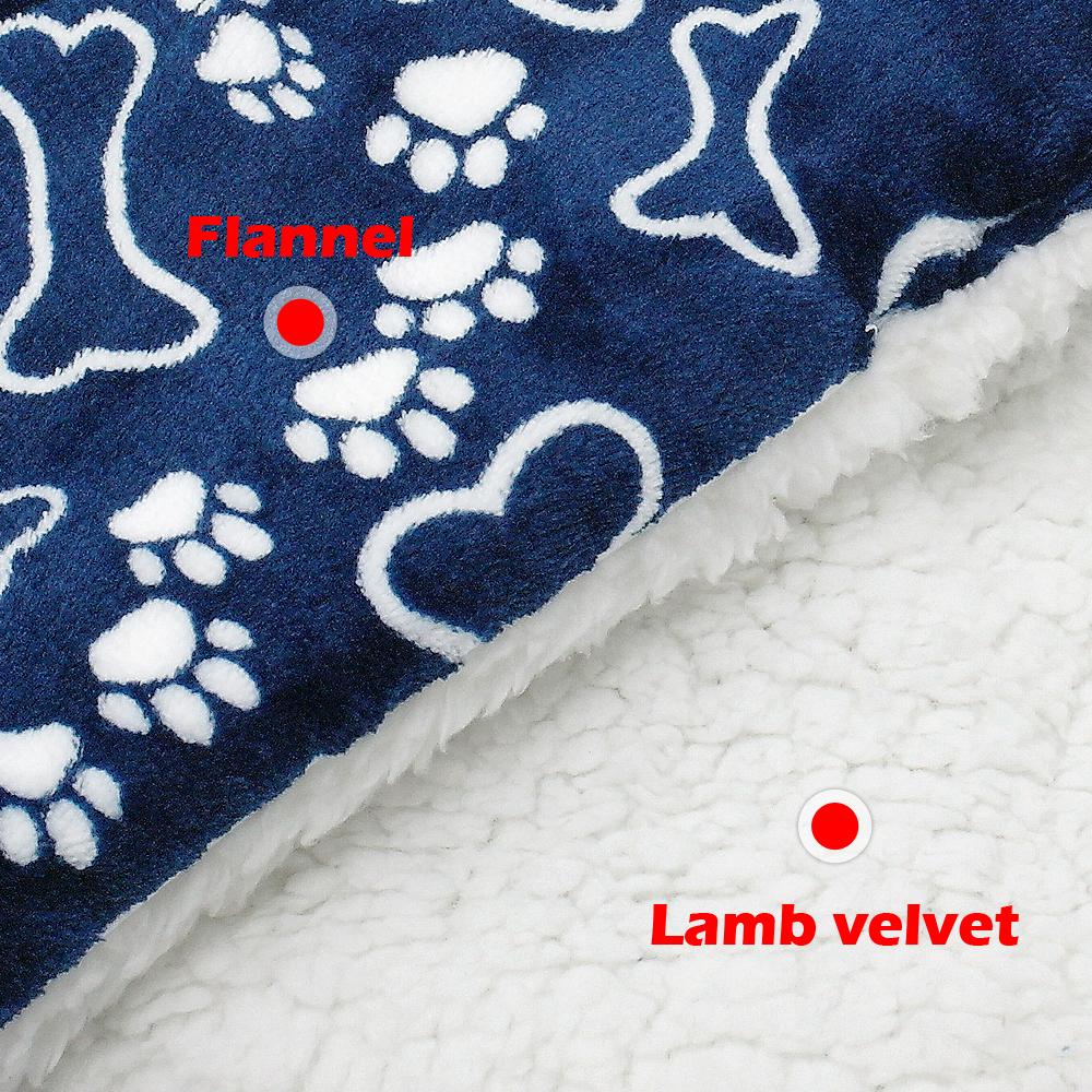 Bone Print Dog Bed Mat Warm Thick Fleece Pet Sofa Cushion Pad Winter Puppy Cat Bed Matress for Small Medium Large Dog Pitbull