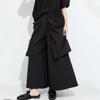 plus size Vintage black Summer High Waist wide leg Pants Women Loose Casual Trousers