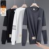 Men's Trendy Round Neck Printed Hoodie - Autumn/Winter, Loose Fit, Plus Velvet Long Sleeve Casual Pullover