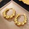 Geometric Stainless Steel Beaded Hoop Earrings for Women Ladies Classic Temperament Earrings Buckle Banquet Jewelry Accessories