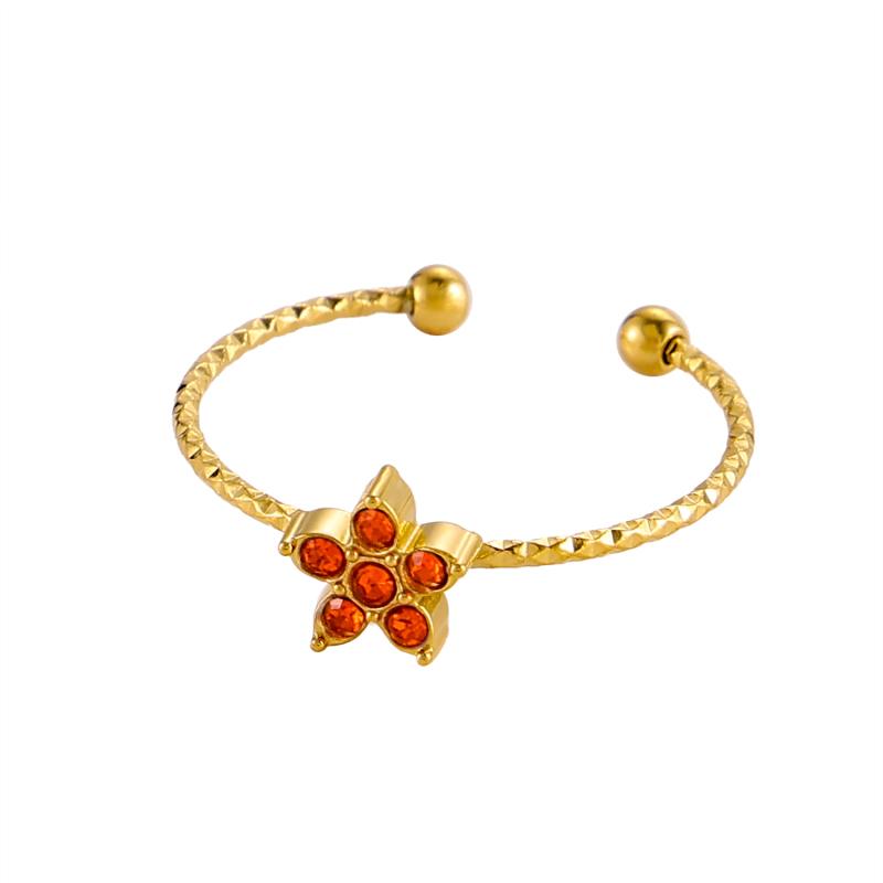 CARLIDANA New Fashionable Stainless Steel Ring High-End Daisy Colorful Zircon Flower Opening Adjustable Ring for Women Jewelry