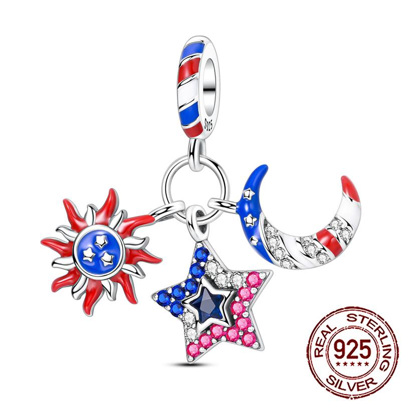 Charms Copper Moon Star Night Sky Galaxy Celestial Dangle Beads Fit Snake Chain Bracelet Necklace Women Diy Jewelry