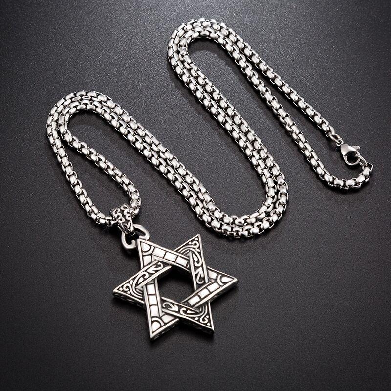 Six-pointed Star Hip-hop Necklace Boys Pendant Trendy Pendant Trendy Brand Versatile Sweater Chain