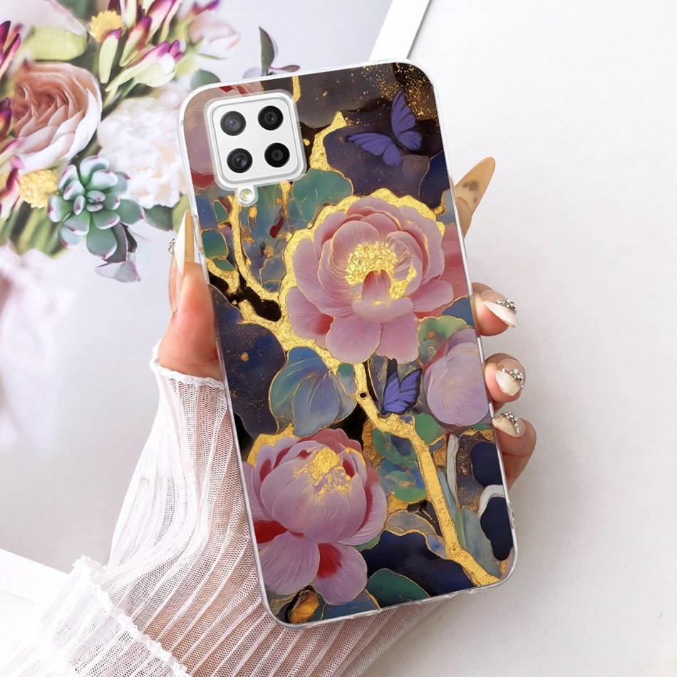 For Samsung Galaxy A22 4G A225F 5G A226B Cute Flower Butterfly Cat Painted Case For Samsung A22 Soft Silicone TPU Phone Cases