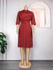 2023 Women's African Plus Size Solid Color Mid-length OL Commute Dress
