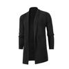 Men's Mid-Length Autumn Trench Coat - Korean Style No-Button Solid Color Cape Sweater