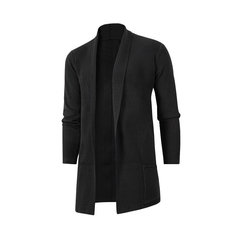 

Men s Mid-Length Autumn Trench Coat - Korean Style No-Button Solid Color Cape Sweater 4XL чорний