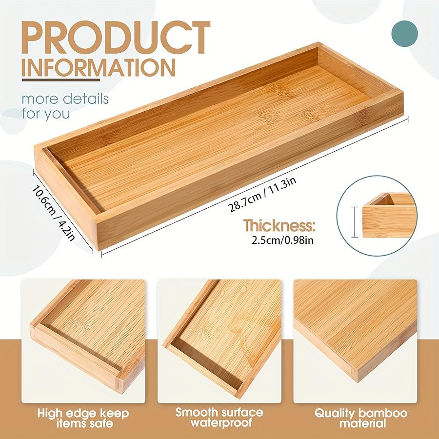 1pcs/2pcs/3Pcs Bamboo Serving Tray Bathroom Organizer Decorative Multi Use Bathroom Counter Tray with Edges Bamboo Vanity