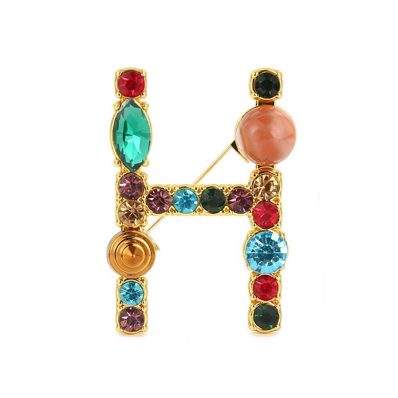 1PC 26 Letters Colorful Jewelry Gifts for Women Alphabet Brooch A-Z Rhinestone Letter Pin