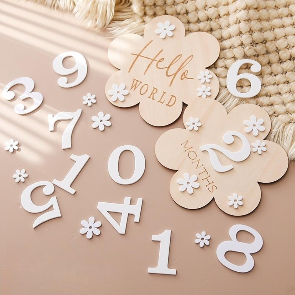 Wooden Newborn Growth Commemorative Card Infant Birth Month Recording Card  Photography Accessories