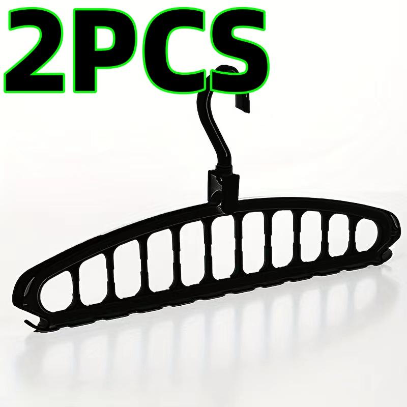 2-Pack Black Plastic Hangers with Eleven Holes, Multifunctional Rotating Non-Marking Hangers for Dormitory, Home, Bedroom Wardrobe