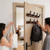 Walnut Wood Wall Hook Rack With Hooks For Entryway And Closet Organizer