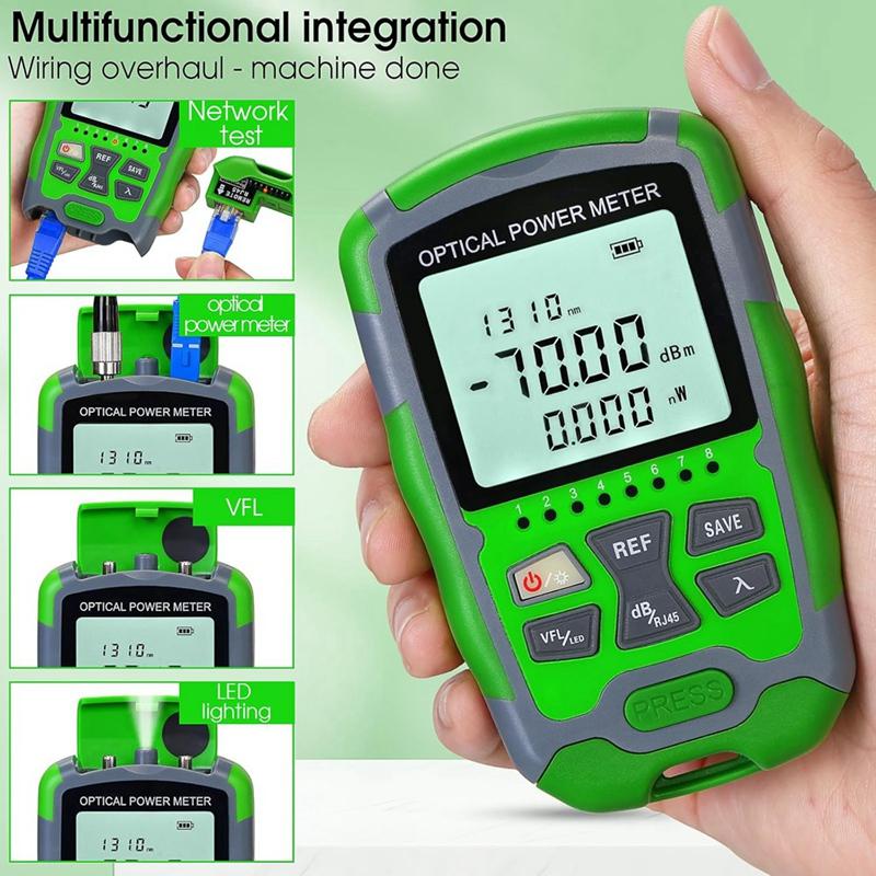 A95I-Rechargeable Portable Fiber Optic Cable Tester With RJ45 Network Testing MC70-VFL 30KM Fiber Optic Power Meter