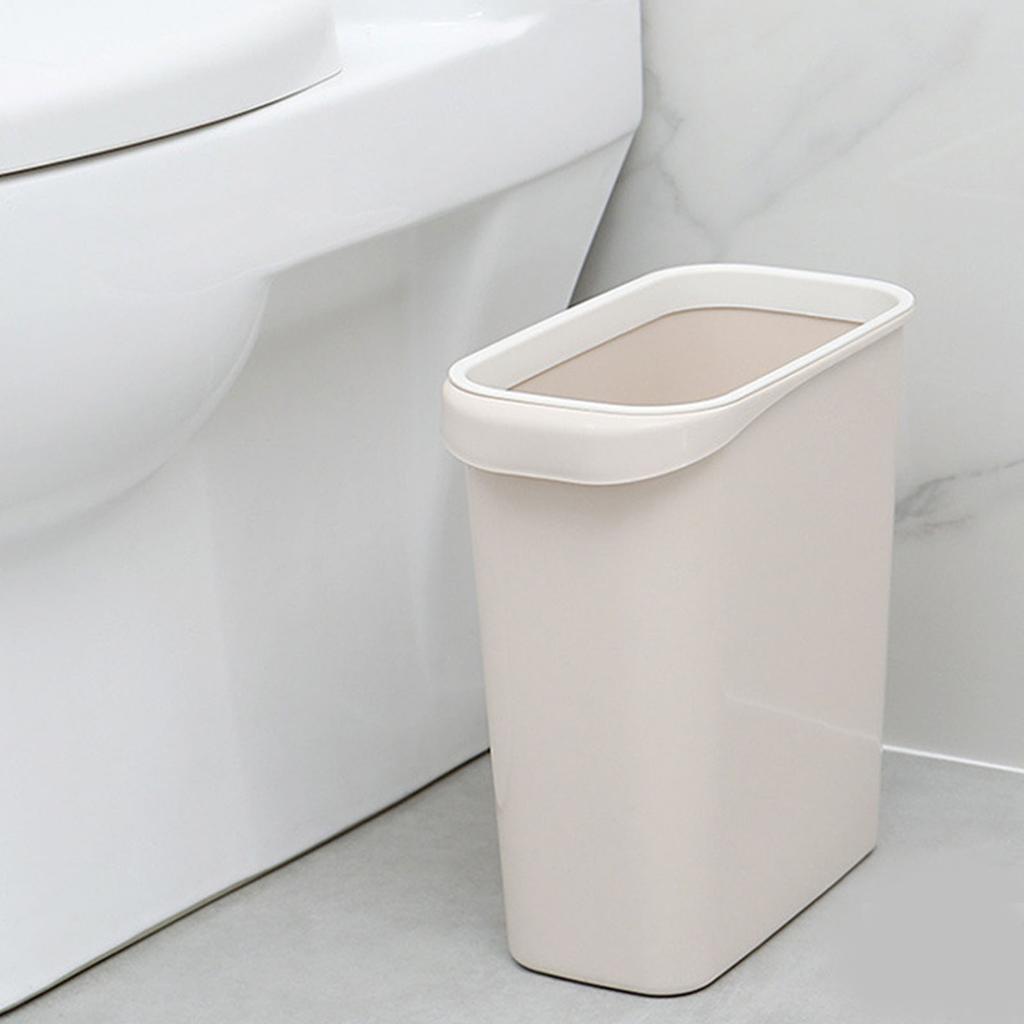 Narrow Trash Bin Rectangular Pressure Ring Space Saving Slim Trash Can Home Wastebasket for Bathroom Kitchen