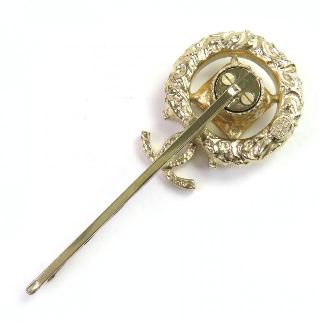 CHANEL hair accessory COCO Mark Rhinestone Beaded Hairpin gold Women 22C Used