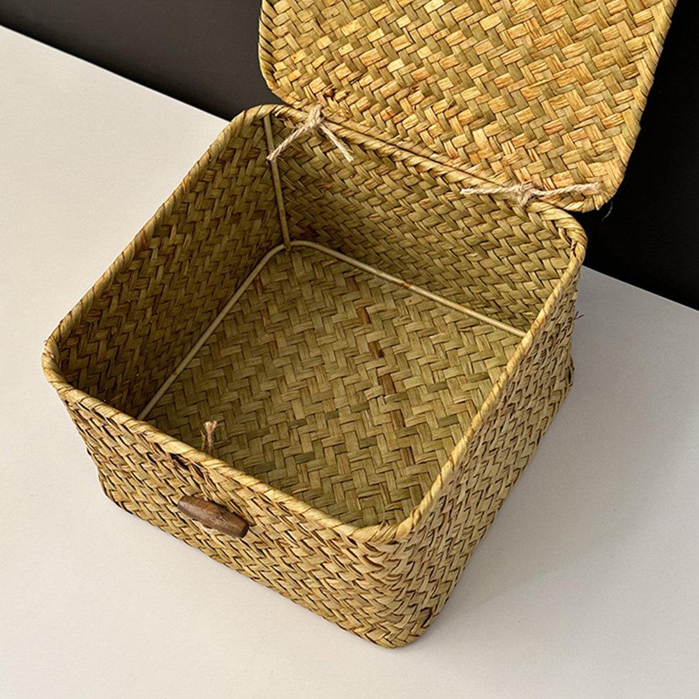 Woven Storage Basket Handwoven Natural Wicker Sundries Organizer for Kitchen Living Room Home Decor Fruit Candy Tea Eggs Storage