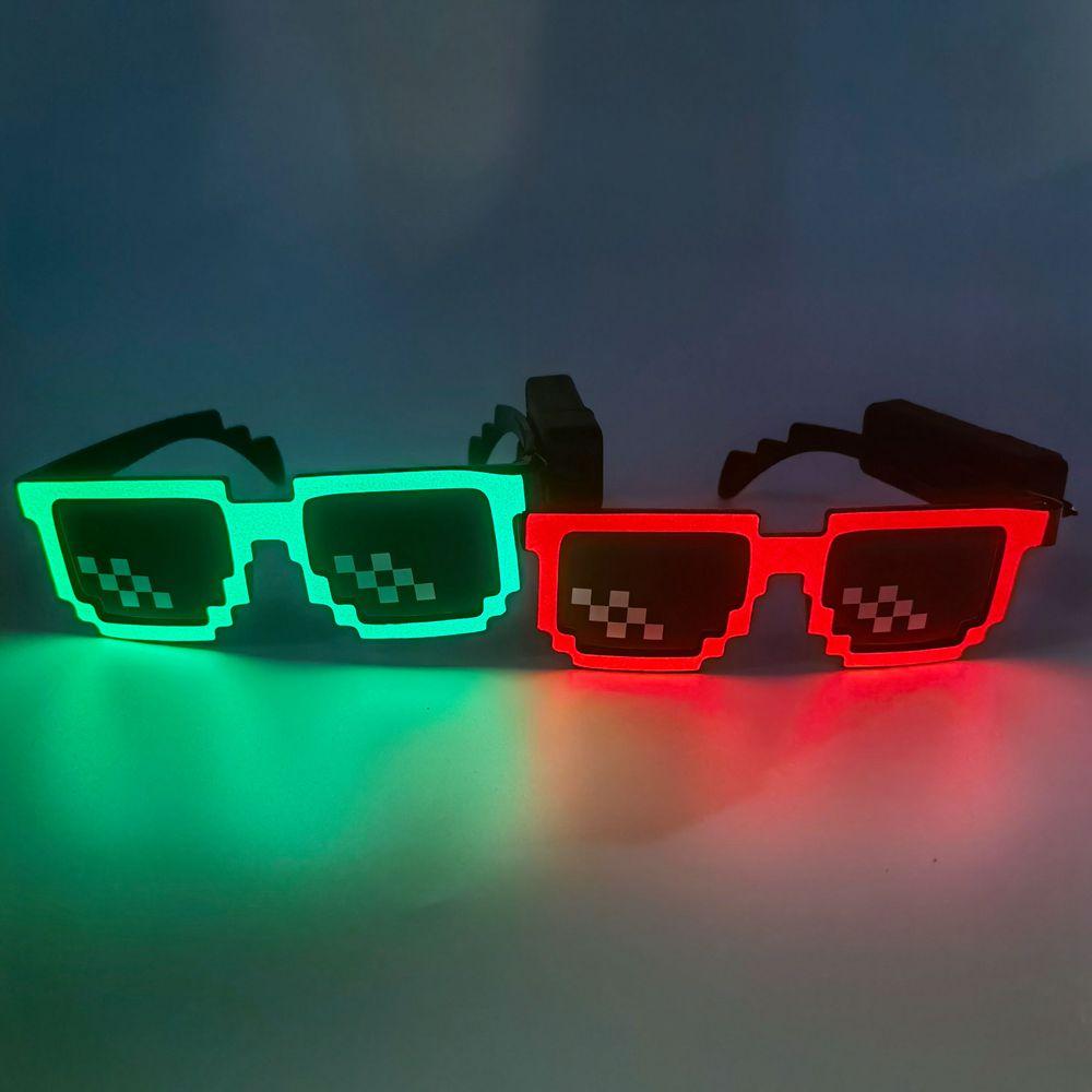 Lunettes Mosaïque Pixel LED Créatives pour Festival, Activées par la Lumière et la Musique Sans Fil, Lunettes de Soleil Néon Multicolores pour Fêtes Rave