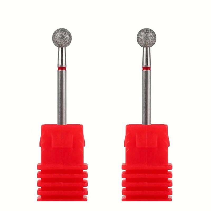 2PCS Diamond Cuticle Clean Ball Head Nail Bit for Electric Machine Perfect for Gel Polishing Acrylic Manicure Pedicure Cuticle