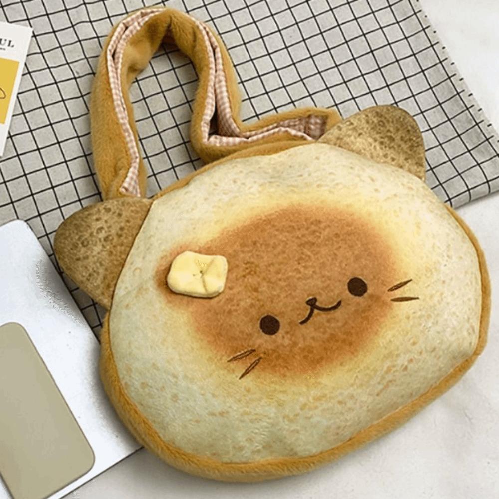 Yellow Butter Cat Shoulder Bag Large Capacity Bread Backpack Casual Cartoon Toast Tote Bag Girls