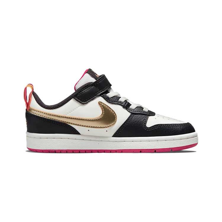 Nike Court Borough 2 Low 2 SE Leather Casual Low top Skateboard Shoes White Black Pink Children Aged 3 7 Years Old DJ0041-100