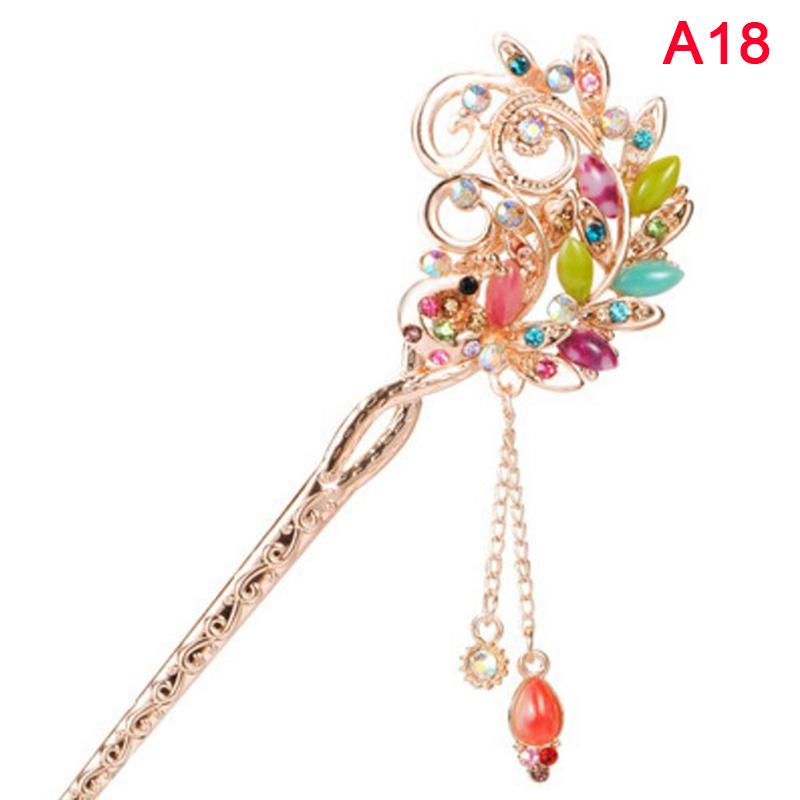 Vintage Chinese Style Hair Stick, 1 Piece Metal Hairpin with Rhinestone Decoration