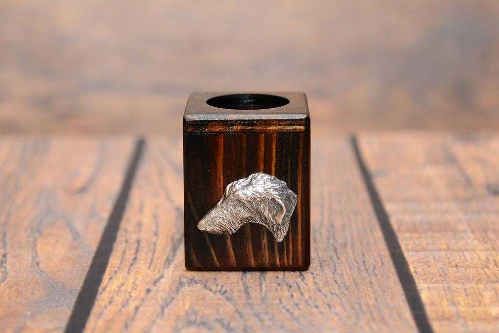 Deerhound, Scottish Deerhound - wooden candle holder with a dog, a unique souvenir after losing a dog, a handicraft from the Art-Dog brand
