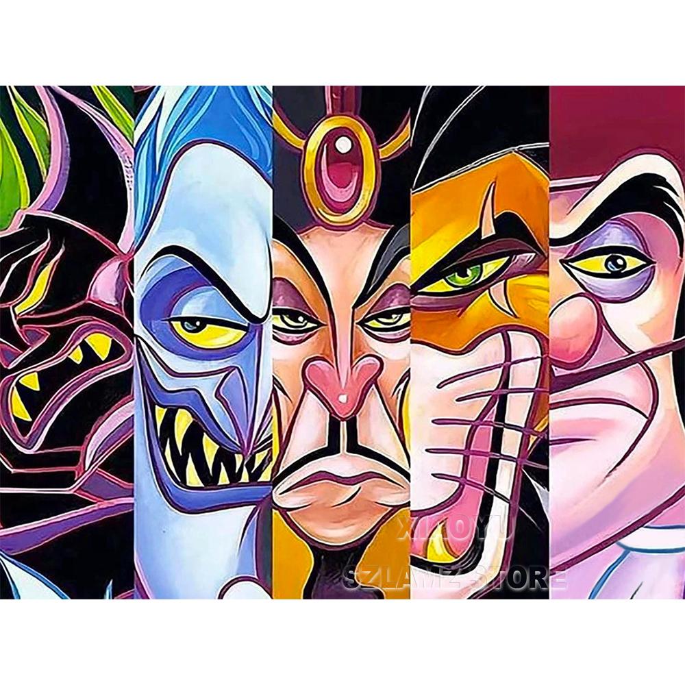5D DIY Disney Diamond Painting Villains Evil Queen Full Round Cross Stitch Cartoon Art Diamond Embroidery Home Decor