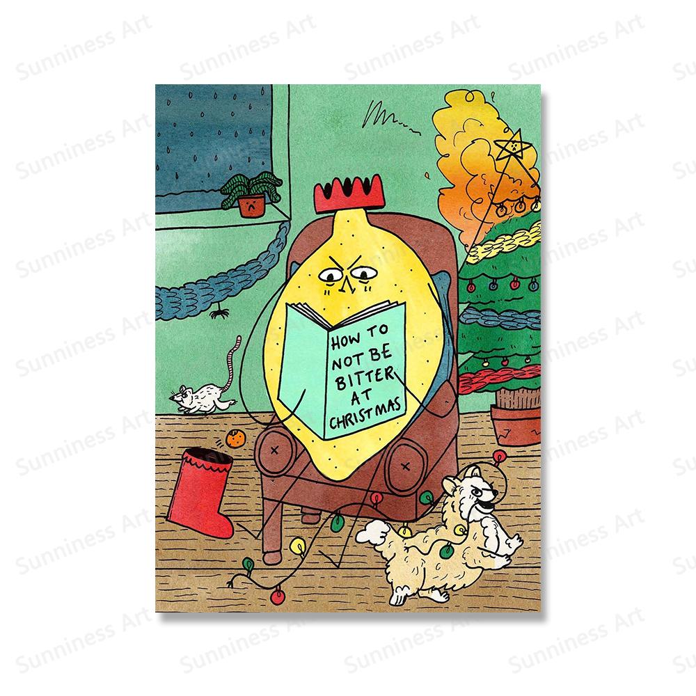 

Как не быть озлобленным Милый фрукт Лимон Книга Плакат Напиток Can Spite Печать Холст Картина Настенные Картины Гостиная 21x30cm No Framed зелёный