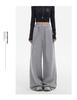 Women's 2-Color Elastic Waist Wide-Leg Pants with Drawstring - Spring 2025 Casual Slim Straight Floor-Length Drape Style