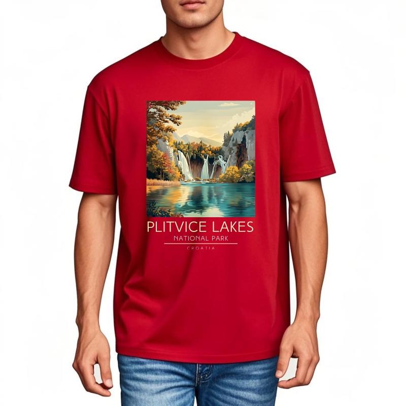 Streetwear Summer Teenagers T Shirt Plitvice Lakes National Park Croatia Short Sleeve Comfortable Crew Neck Top Tees S