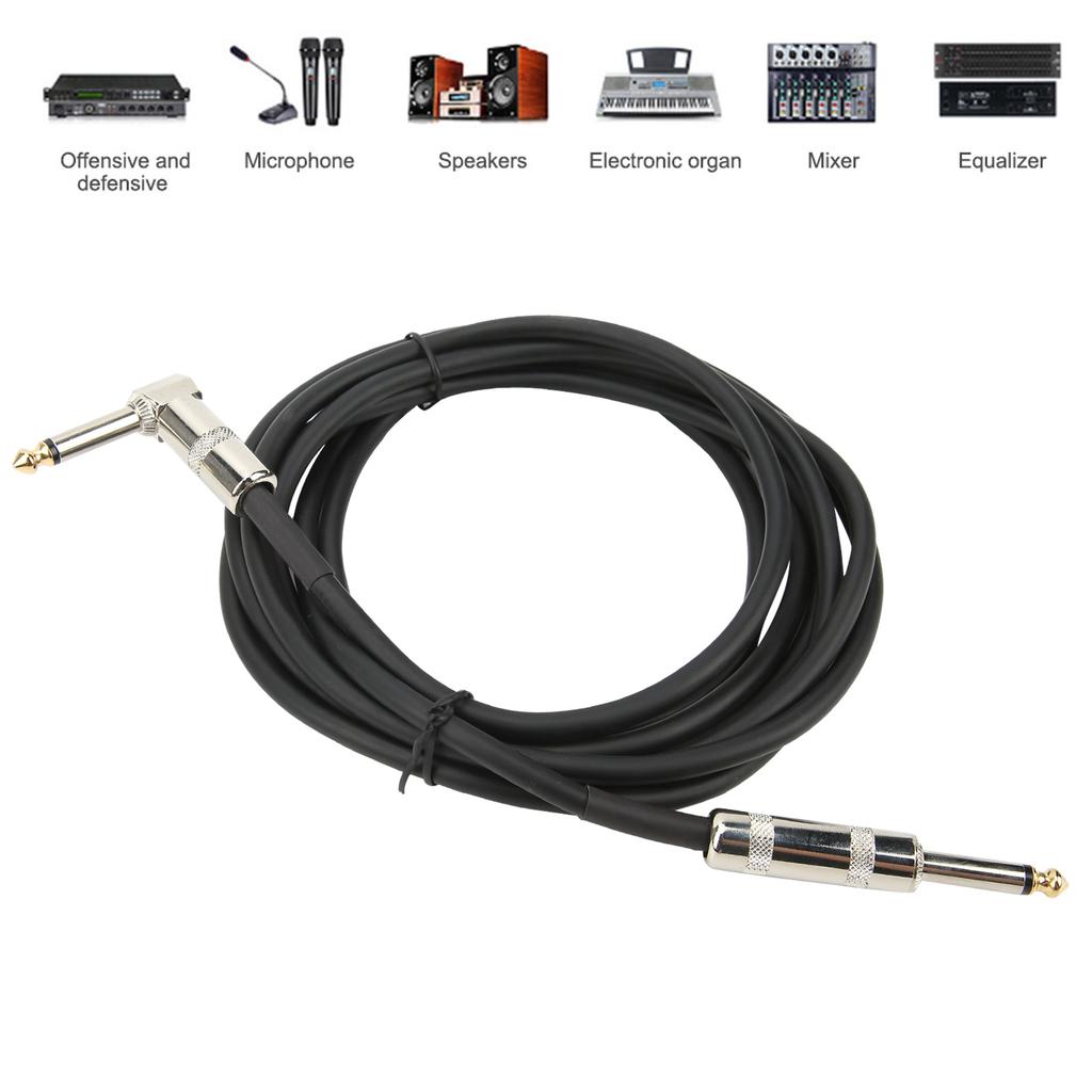 Guitar Cable Right Angle to Straight 6.35mm Audio AMP Cord for Professional Stage Playing 10 pi