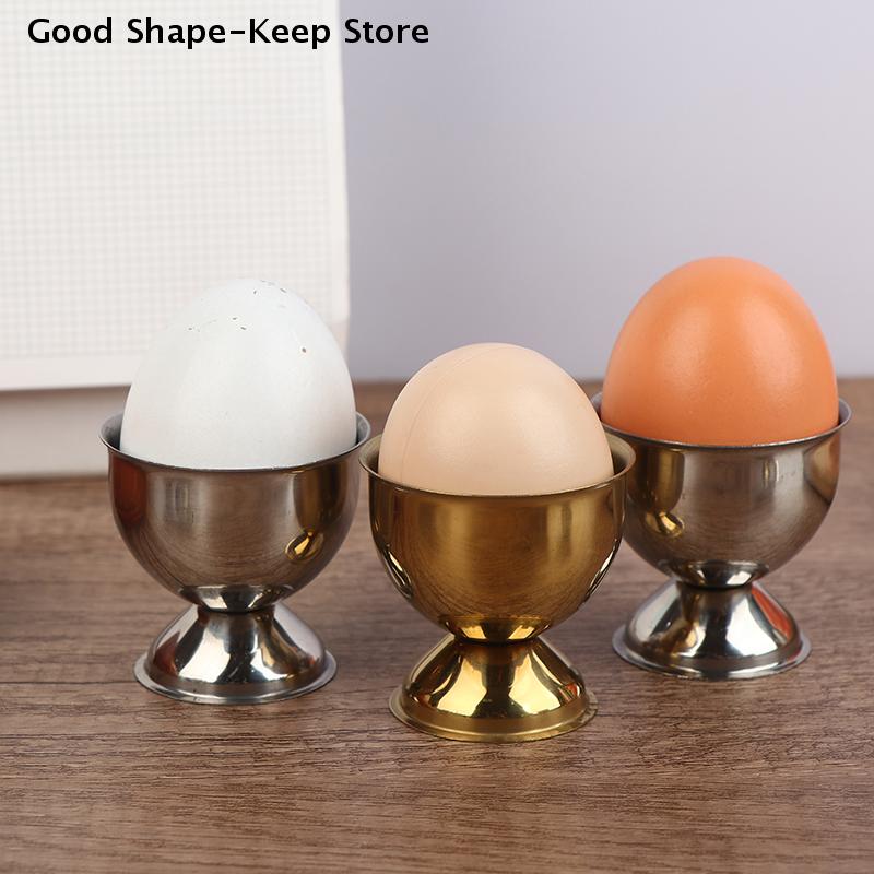 4Pcs Stainless Steel Boiled Egg Cups Stand Rack Eggs Holder Egg Cups Set Handy Egg Holder Kitchen Breakfast Cooking Tool
