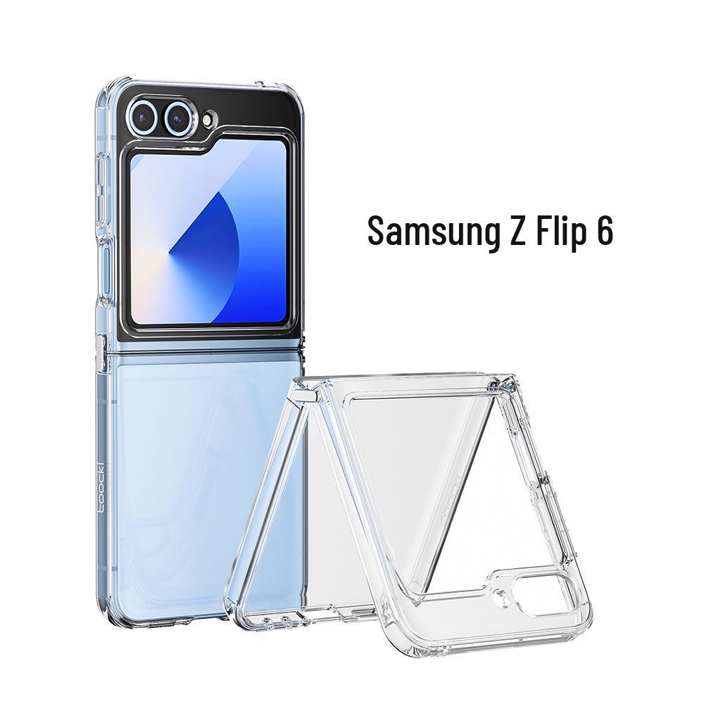 Toocki Transparent Drop-Proof Phone Case for Samsung Galaxy Z FLIP 6 - 3-Fold Protection Cover