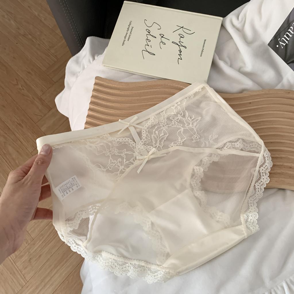 Ladies Summer Sexy Hollow Lace Extended Antibacterial Crotch Waist Triangle Briefs
