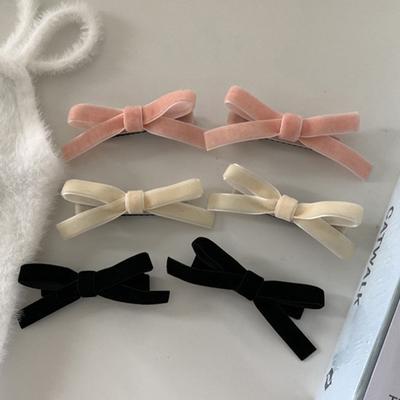 2 Adet Kore Tarzı Düz Renk Vintage Kadife Fiyonk Saç Tokası Sevimli Saç Tokası Yan Toka Kızlar Tatlı Havalı Tokalar Saç Aksesuarları