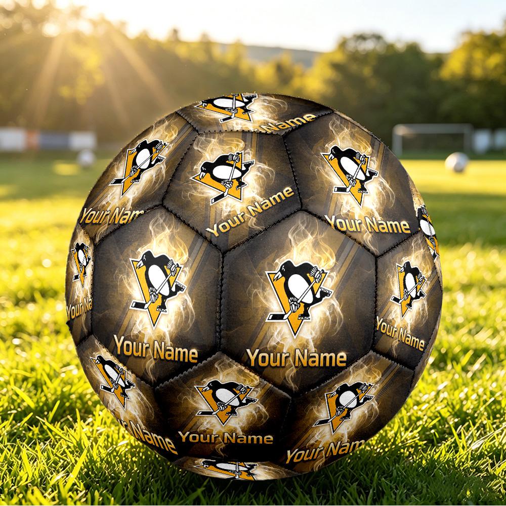 Pittsburgh Penguins Size 5 Football, Custom Name Text Personalized Soccer Ball Sport Training Gift
