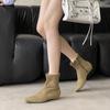 2025 autumn and winter new square head suede short heel temperament French fashion sexy beautiful women short boots