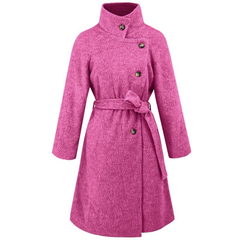 Damen Wintermantel in Übergröße mit schlankem Temperament und Wollgürtel