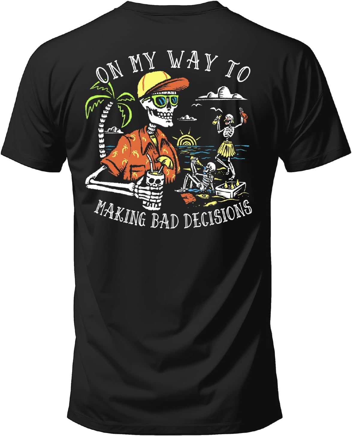 Salty Bones On My Way to Making Bad Decisions T-Shirt, 100% Ringspun Cotton, Classic Fit,Printed in USA S разноцветный