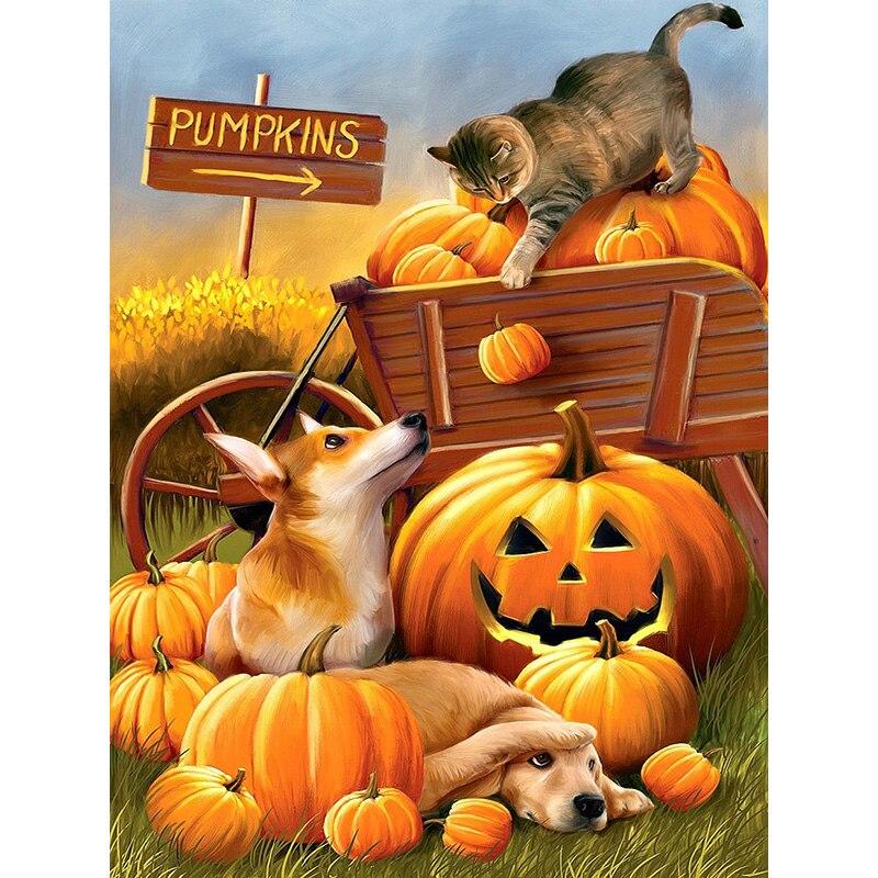 New 5D DIY Diamond Painting Dog Diamond Embroidery Animal Cross Stitch Full Round Drill Home Decor Manual Halloween Gift