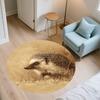 Yellow Hedgehog pattern round rug,Carpet Rug for Living Room Bedroom  Playroom ,Non-slip Floor Mat,Holiday Gifts and Birthday Gifts.