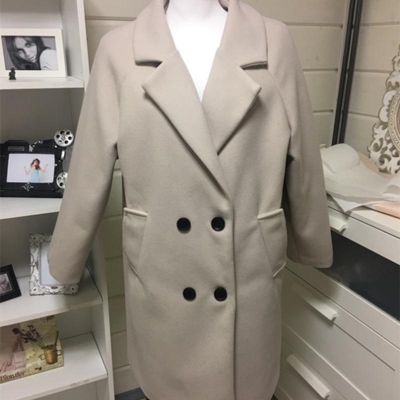 Wool Blend Coat Women Long Sleeve Turn-down Collar Outwear Jacket Casual Autumn Winter Overcoat