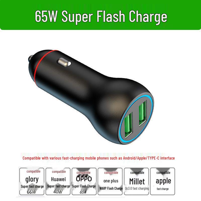 120W Dual Car Charger for Xiaomi and Apple - Super Fast Charging Adapter